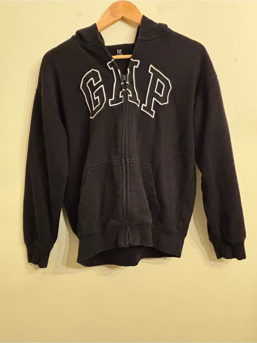 GAP Black Full-Zip Hoodie with White Logo Kids Boys Size XXL 14-16